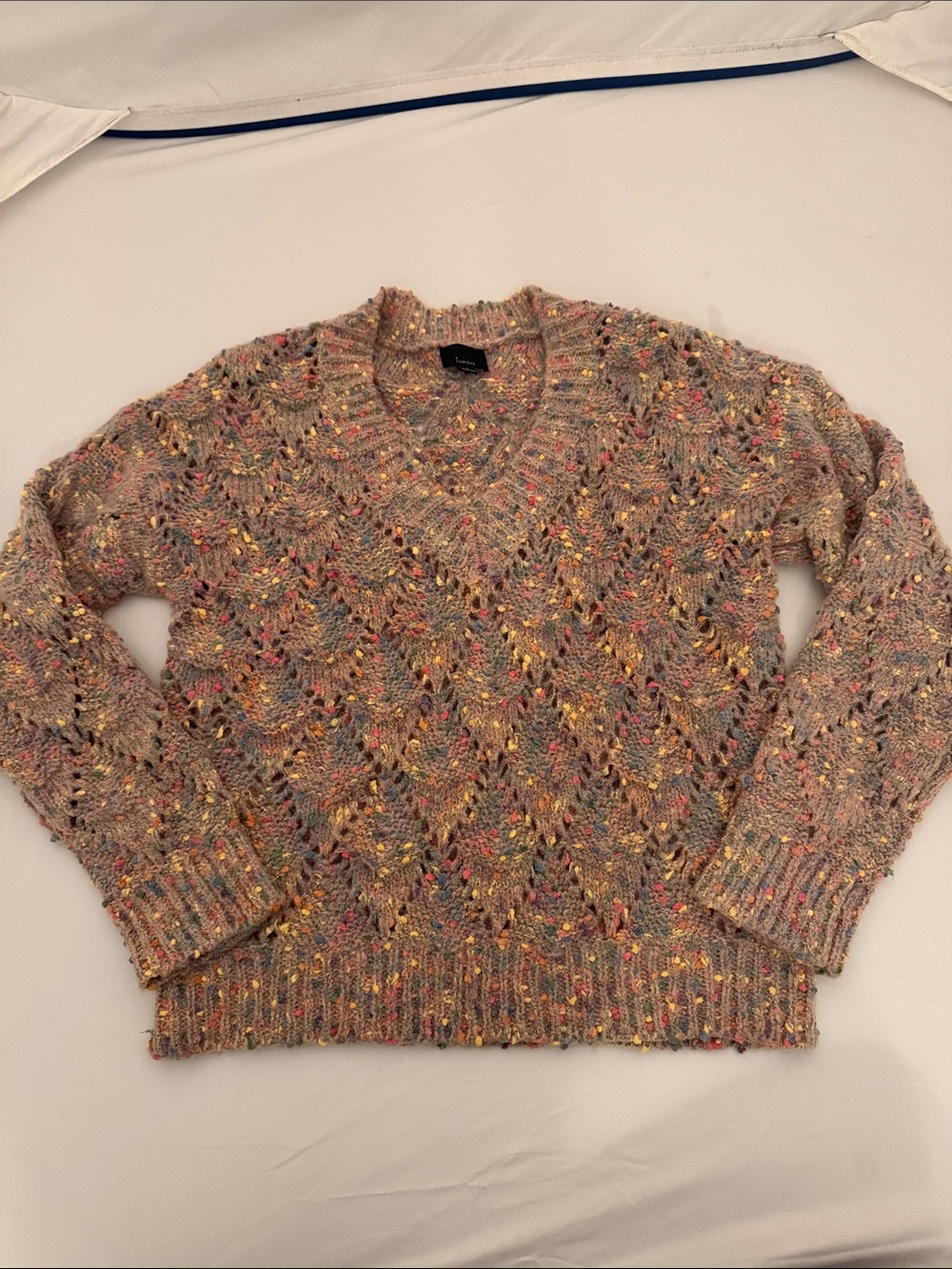 Lumiere gray multicolor confetti v-neck sweater
